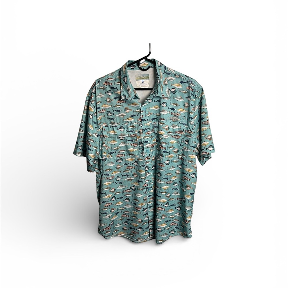 Men's Ocean Coast Green Fishing Shirt Size L